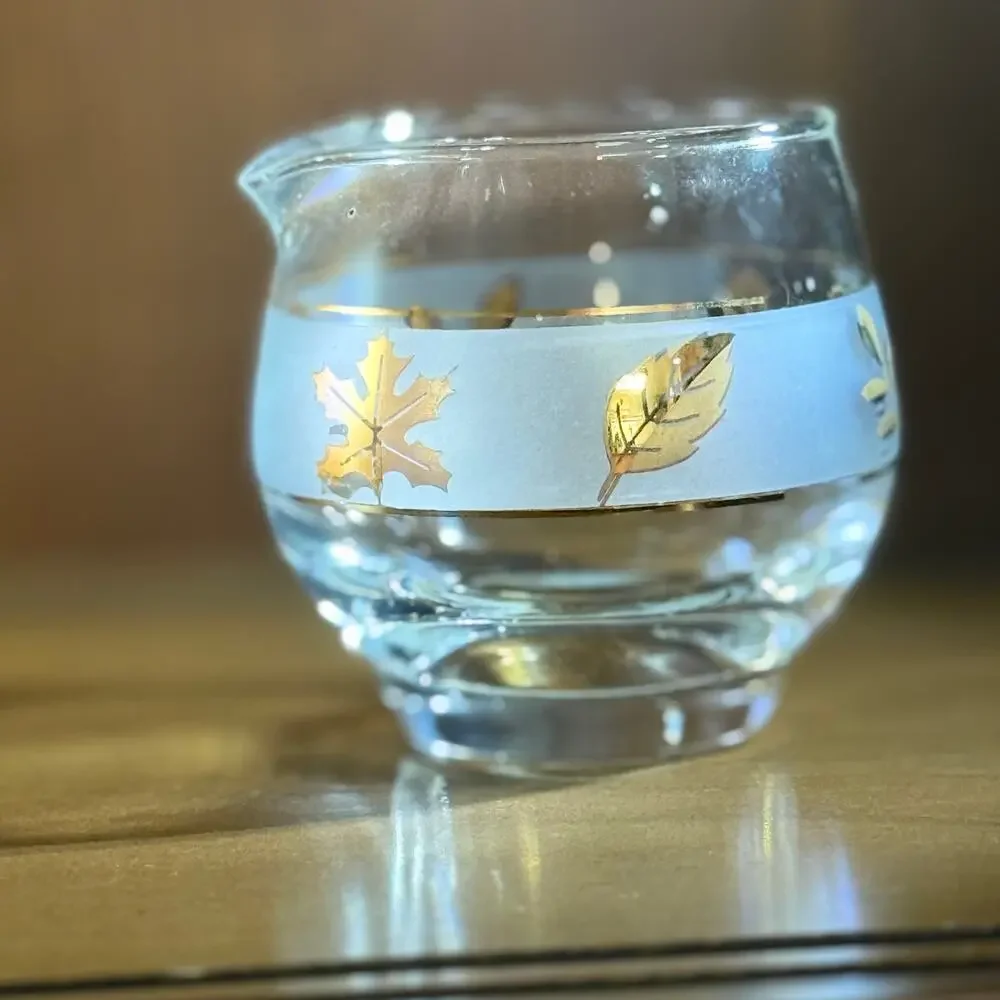 Vintage Libbey Golden Foliage creamer MCM drinkware barware serve-ware
